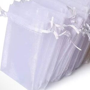 Qty25 Organza Drawstring White Favor Bags NWOT